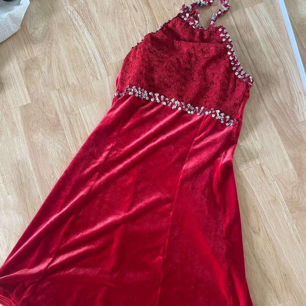 Red figure skating dress